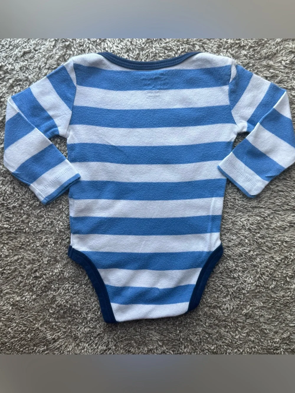 Circo Blue White Striped Long Sleeve Bodysuit 3-6 Months 100% Cotton
